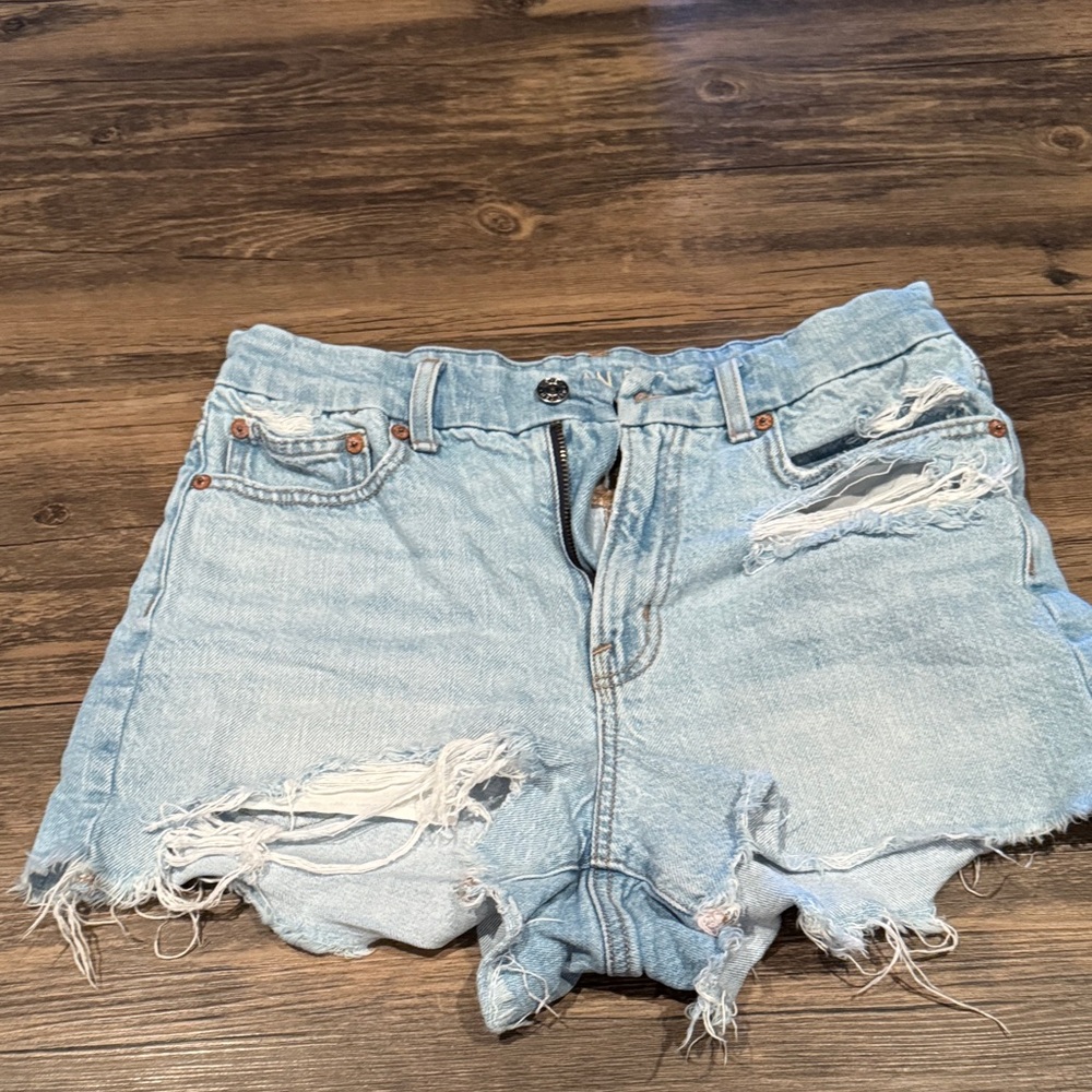 American Eagle Outfitters Distressed Light Blue Jean Shorts
